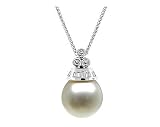 Natural South Sea Drop Pearl & Diamond Pendant in 18kt White Gold