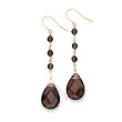 14k Gold & Smoky Quartz Dangle Earrings- Large