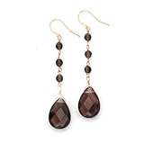 14k Gold & Smoky Quartz Dangle Earrings- Large