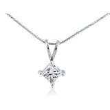 Diamond Pendants: 1/6ct 14k White Gold Princess Diamond Pendant, 3 stars