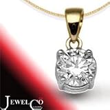 Jewelco London 18 Carat 2-Colour Gold 75pt 4 Claw Diamond Solitaire Pendant