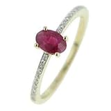14K Yellow Gold Ruby Diamond Ring Diamond quality AA (I1-I2 clarity, G-I color)