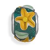 Green Bead with Yellow Flower