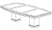 10' Boat Shaped Conference Table