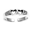 Sterling Silver Fashion Toe Ring - Two Hearts - 4mm Band Width