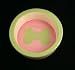 Melia Pink With Green Bone Design Ceramic Dog Bowl-LARGE