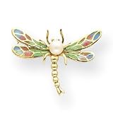 14k Enamel and Cultured Pearl Dragonfly Pin
