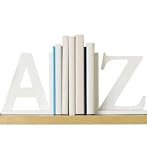 A to Z Bookends (White) (7.5H x 8W x 3.25D)