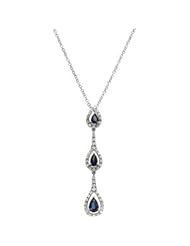 14K White Gold 1/5 Ct Tw Genuine Sapphire And Diamond Necklace