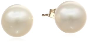 14k Yellow Gold Freshwater Cultured Pearl Stud Earrings (8-8.5mm)