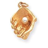 14k Baseball Glove Cultured Pearl Ball Charm