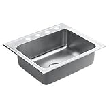 MOEN 22337 Lancelot 25-Inch-by-22-Inch 4-Hole Single Bowl Kitchen Sink, Satin