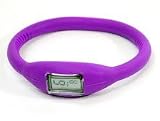 GSI Quality Waterproof Silicone Gel Sporty Wrist Band Watch - Small Face, Digital LCD Style, For Children And Sports - Purple