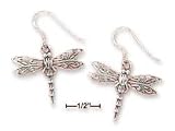 Sterling Silver Antiqued Dragonfly Filigree Wings Earrings - JewelryWeb
