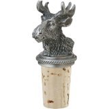 Pewter Moose Head Wine Bottle Stopper