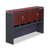 Alera Seville Series Enclosed Storage Hutch, 72w x 15d x 44h, Cherry/Charcoal