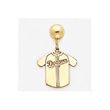 Los Angeles Dodgers Jersey Ball Post Earrings - 14k Yellow Gold