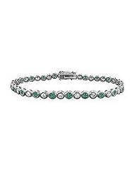 Emerald and Diamond Tennis Bracelet : 14K White Gold - 4.00 CT TGW