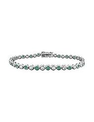 Emerald and Diamond Tennis Bracelet : 18K White Gold - 3.00 CT TGW