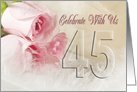 45th wedding anniversary invitation card with roses and feathers Card