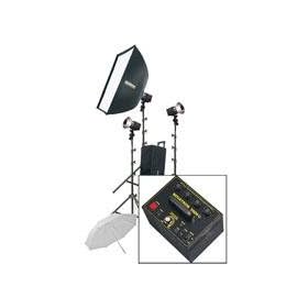 Novatron V600-D, 600 w/s 3 Head & Power Pack Kit with Wheeled Case, Softbox, Umbrella & Light Stands