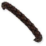 Sterling Silver Rounded Black Braided Leather Bracelet QG1819-7