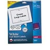 Avery 5265 White laser address labels w/smooth feed sheets, 8-1/2x11 label, 25 labels/pack