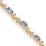 14k Tanzanite and Diamond Bracelet - 7 Inch - Box Clasp - JewelryWeb