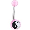 Pink Acrylic YIN YANG Logo Belly Button Ring