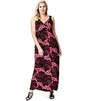 Plus Twisted Shoulder Rose Print Maxi Dress