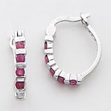 Sterling Silver Ruby Hoop Earrings