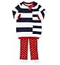 2 Piece Cotton Rich Striped Dress & Tights Outfit