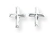14k White Gold CrossPost Earrings