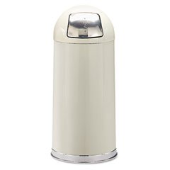 Rubbermaid Commercial Steel 15 Gallon Fire-Resistant Dome Waste Receptacle, Round, Almond