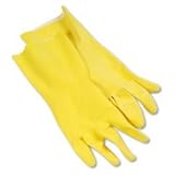 GALAXY Flock-Lined Latex Cleaning Gloves, Large, Yellow, 12 per Pack