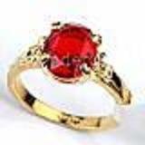 Simulated Ruby Ring, 18kt Yellow Gold Setting