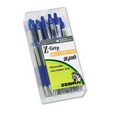 Retractable Ballpoint Pen, 1.0mm Medium Point, Rubber Grip, Metal Clip, Blue Ink ZEB22220