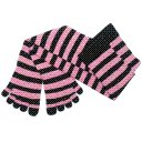 Cotton Socks Knee High Feelmax Basic Toe Socks Black/Pink Stripe Ladies Shoe size 5 - 10