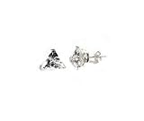 7x7x7MM TRIANGLE CZ STERLING SILVER STUD EARRINGS - .925.