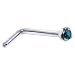 Jewelry : Solid 14KT White Gold 1.5mm Genuine Blue Diamond L-Shaped Nose Ring - 18 Gauge