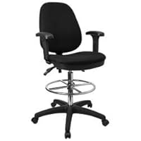 Deluxe Drafting Stool with Black Fabric - KC-B802M1KG-ARMS-GG