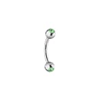 Eyebrow Ring Surgical Steel with Green Jewels