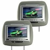 Grey Color - 7 LCD TFT Headrest In Car DVD Player x 2, Compatible DVD, VCD, CD, MP3, JPG, Build-in Infrad Red, SD / MMC Card Reader and Video Games
