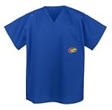 KU Logo Kansas University Jayhawks Scrubs Top Shirt-Size LG- For HIM or HER -Officially Licensed NCAA College Logo Apparel For HIM or HER - DRAWSTRING Waist -Officially Licensed NCAA College Logo Apparel SEARCH BROAD BAY SCRUB FOR OTHER College Logo Appa