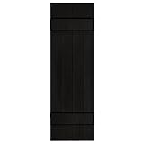 Mid-America 00 03 1439002 14 x 39 Black Joined Board-N-Batten Vinyl Exterior Shutters (Pair)