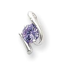 Sterling Silver Purple CZ Pendant w/Chain
