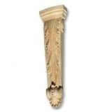 14 1/8H X 6W X 2 1/2D , Hand Carved Hard Wood Acanthus Pilaster Corbel.