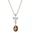 Brown Briolette Flowerpot Silver CZ Necklace