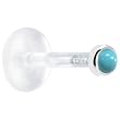 16 Gauge 1/4" Solid 14KT White Gold 2mm Genuine Turquoise Bioplast Push in Monroe