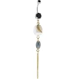 Black Gem PEARL TYPHOON Dangle Belly Ring